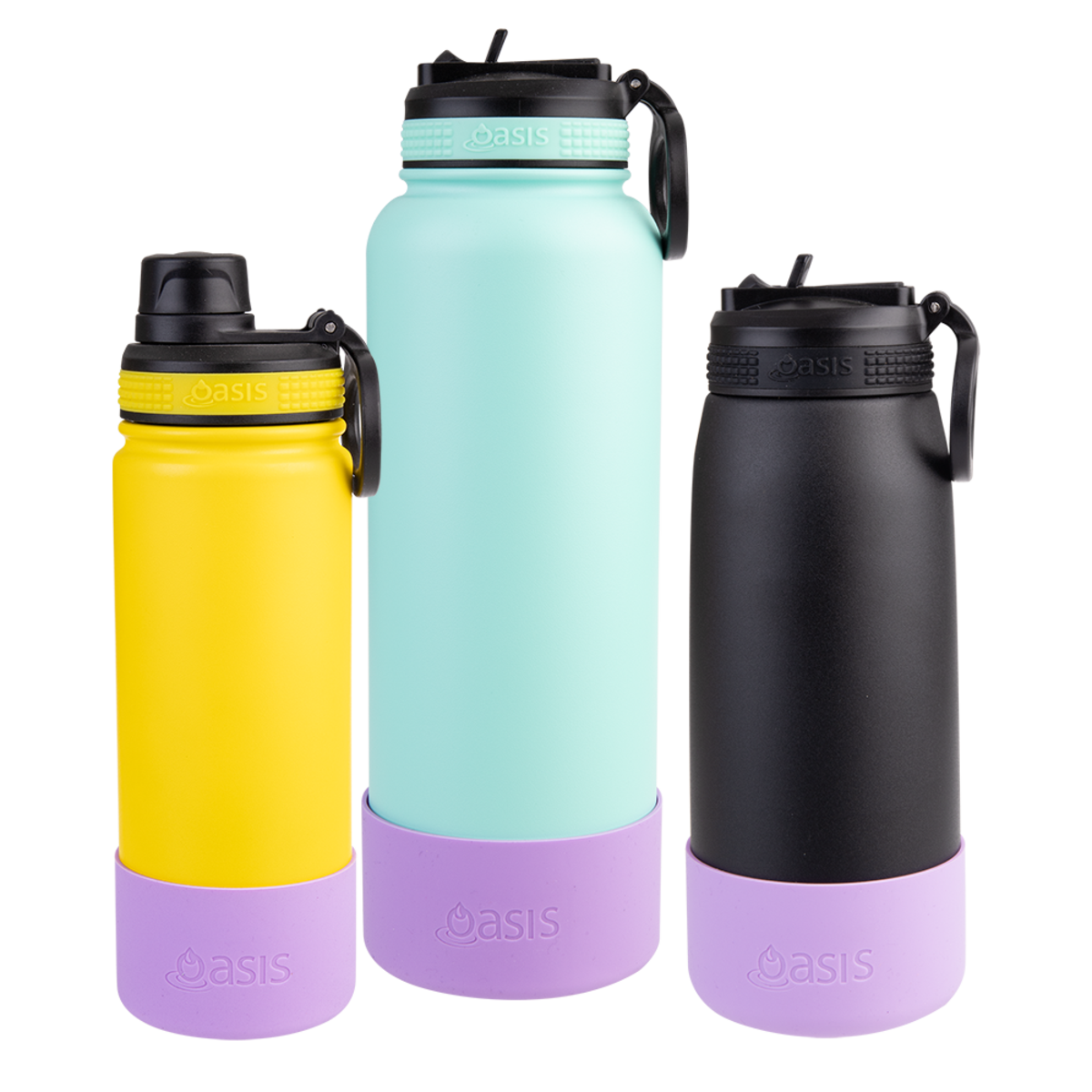 OASIS SILICONE BUMPER TO FIT &quot;CHALLENGER&quot; SPORTS BOTTLE 550ML - BLACK