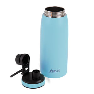 OASIS STAINLESS STEEL DOUBLE WALL INSULATED SPORTS BOTTLE W/ SCREW CAP 780ML - ISLAND BLUE