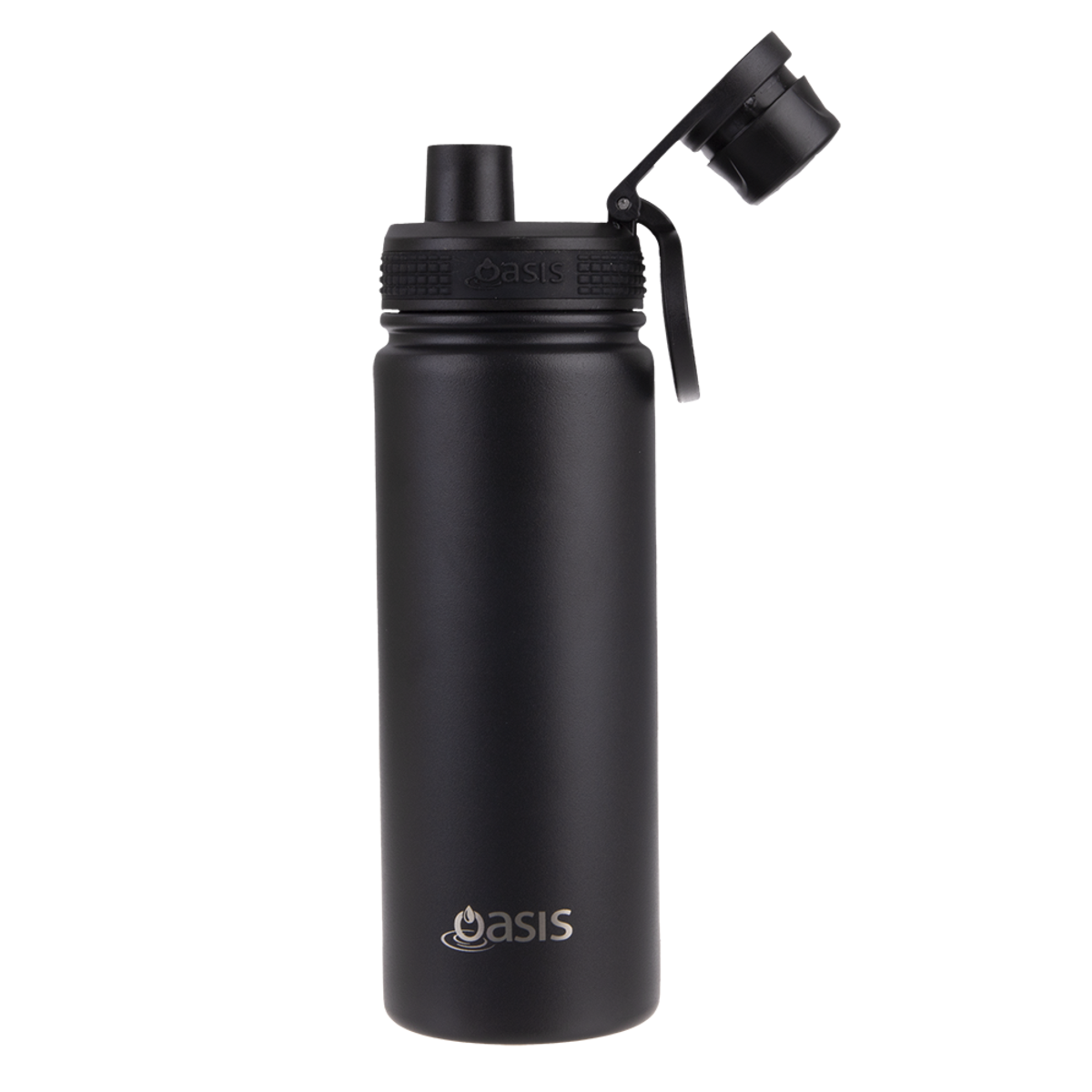 OASIS STAINLESS STEEL DOUBLE WALL INSULATED "CHALLENGER" SPORTS BOTTLE W/ SCREW CAP 550ML - Black
