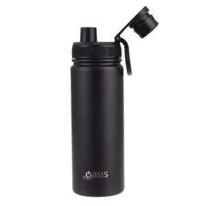 OASIS STAINLESS STEEL DOUBLE WALL INSULATED "CHALLENGER" SPORTS BOTTLE W/ SCREW CAP 550ML - Black