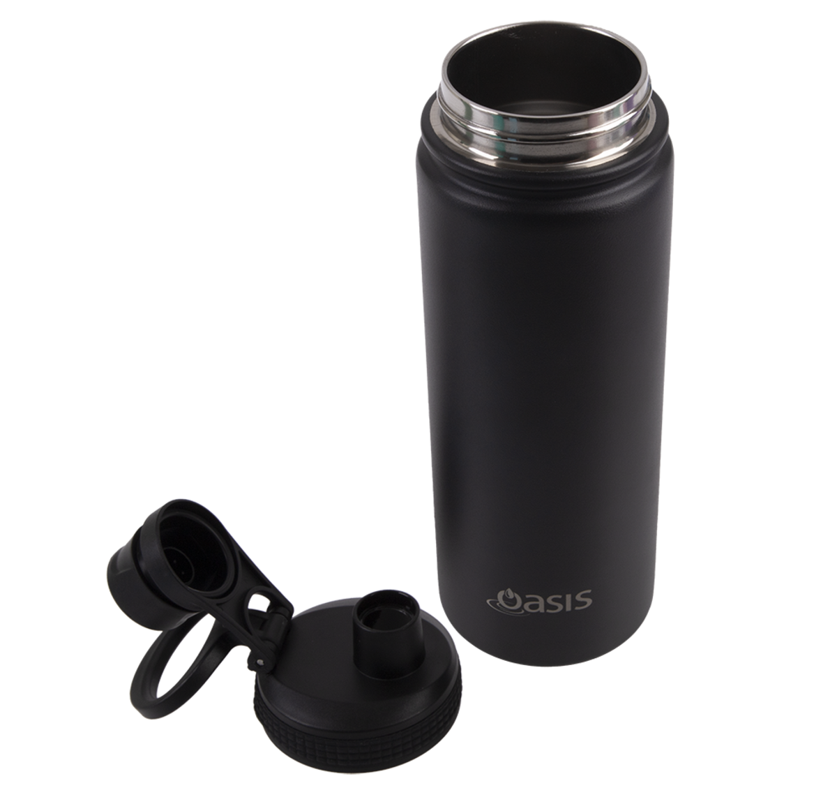 OASIS STAINLESS STEEL DOUBLE WALL INSULATED "CHALLENGER" SPORTS BOTTLE W/ SCREW CAP 550ML - Black