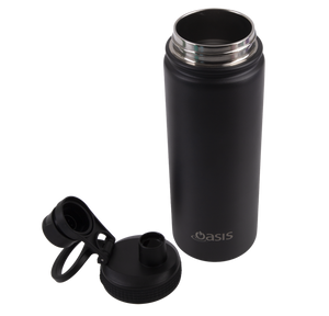 OASIS STAINLESS STEEL DOUBLE WALL INSULATED "CHALLENGER" SPORTS BOTTLE W/ SCREW CAP 550ML - Black
