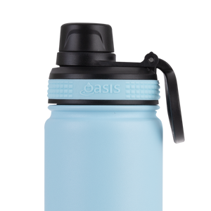 OASIS STAINLESS STEEL DOUBLE WALL INSULATED "CHALLENGER" SPORTS BOTTLE W/ SCREW CAP 550ML - Island Blue