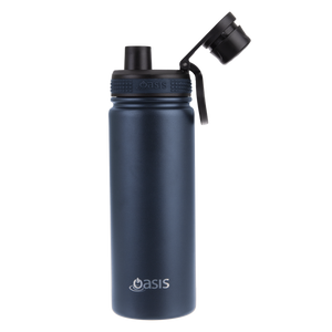OASIS STAINLESS STEEL DOUBLE WALL INSULATED "CHALLENGER" SPORTS BOTTLE W/ SCREW CAP 550ML - Navy