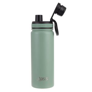 OASIS STAINLESS STEEL DOUBLE WALL INSULATED "CHALLENGER" SPORTS BOTTLE W/ SCREW CAP 550ML - Sage Green