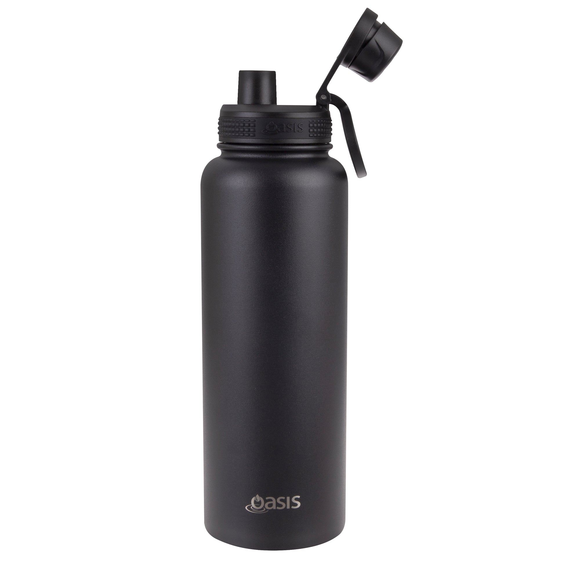 OASIS STAINLESS STEEL DOUBLE WALL INSULATED "CHALLENGER" SPORTS BOTTLE W/ SCREW CAP 1.1L - Black