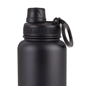 OASIS STAINLESS STEEL DOUBLE WALL INSULATED "CHALLENGER" SPORTS BOTTLE W/ SCREW CAP 1.1L - Black