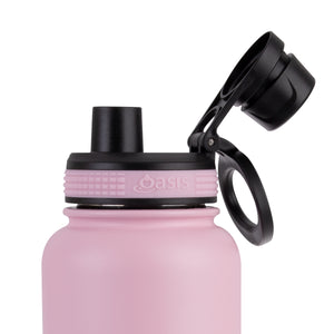 OASIS STAINLESS STEEL DOUBLE WALL INSULATED "CHALLENGER" SPORTS BOTTLE W/ SCREW CAP 1.1L - CARNATION