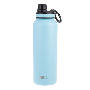 OASIS STAINLESS STEEL DOUBLE WALL INSULATED "CHALLENGER" SPORTS BOTTLE W/ SCREW CAP 1.1L - ISLAND BLUE