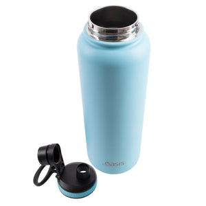 OASIS STAINLESS STEEL DOUBLE WALL INSULATED "CHALLENGER" SPORTS BOTTLE W/ SCREW CAP 1.1L - ISLAND BLUE