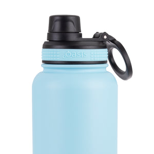 OASIS STAINLESS STEEL DOUBLE WALL INSULATED "CHALLENGER" SPORTS BOTTLE W/ SCREW CAP 1.1L - ISLAND BLUE