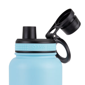 OASIS STAINLESS STEEL DOUBLE WALL INSULATED "CHALLENGER" SPORTS BOTTLE W/ SCREW CAP 1.1L - ISLAND BLUE