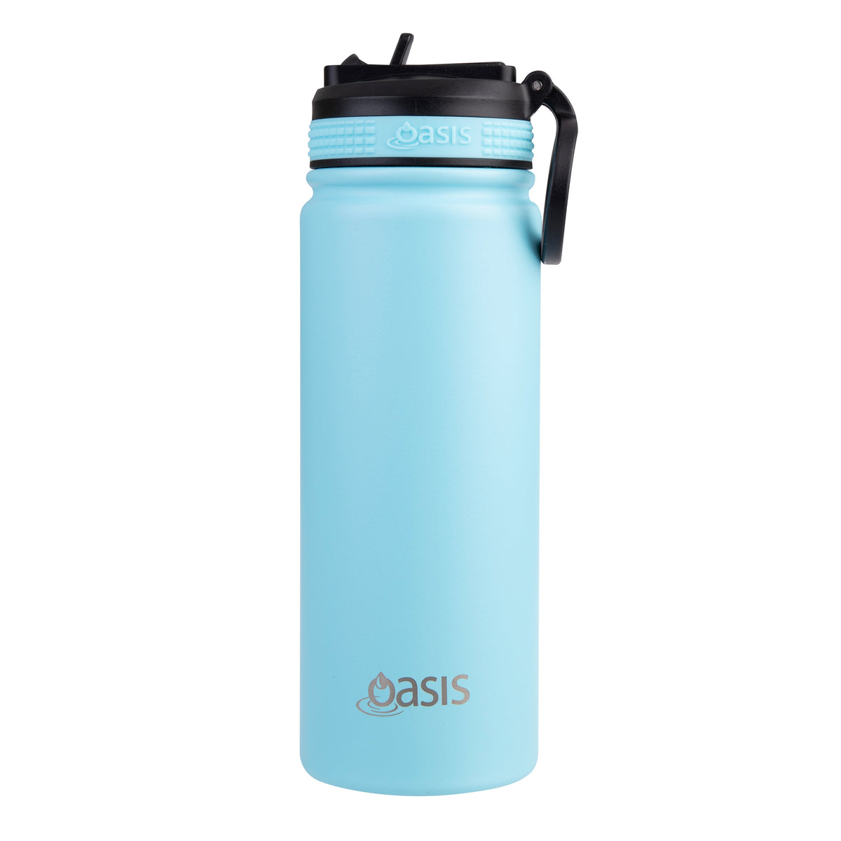 OASIS STAINLESS STEEL DOUBLE WALL INSULATED &quot;CHALLENGER&quot; SPORTS BOTTLE W/ SIPPER STRAW 550ML - Island Blue