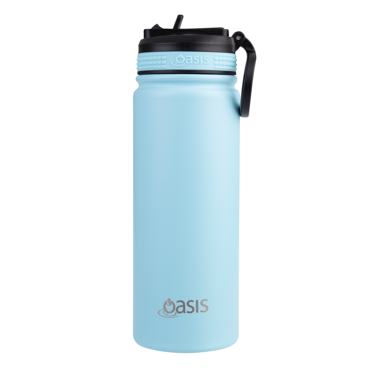OASIS STAINLESS STEEL DOUBLE WALL INSULATED &quot;CHALLENGER&quot; SPORTS BOTTLE W/ SIPPER STRAW 550ML - Island Blue