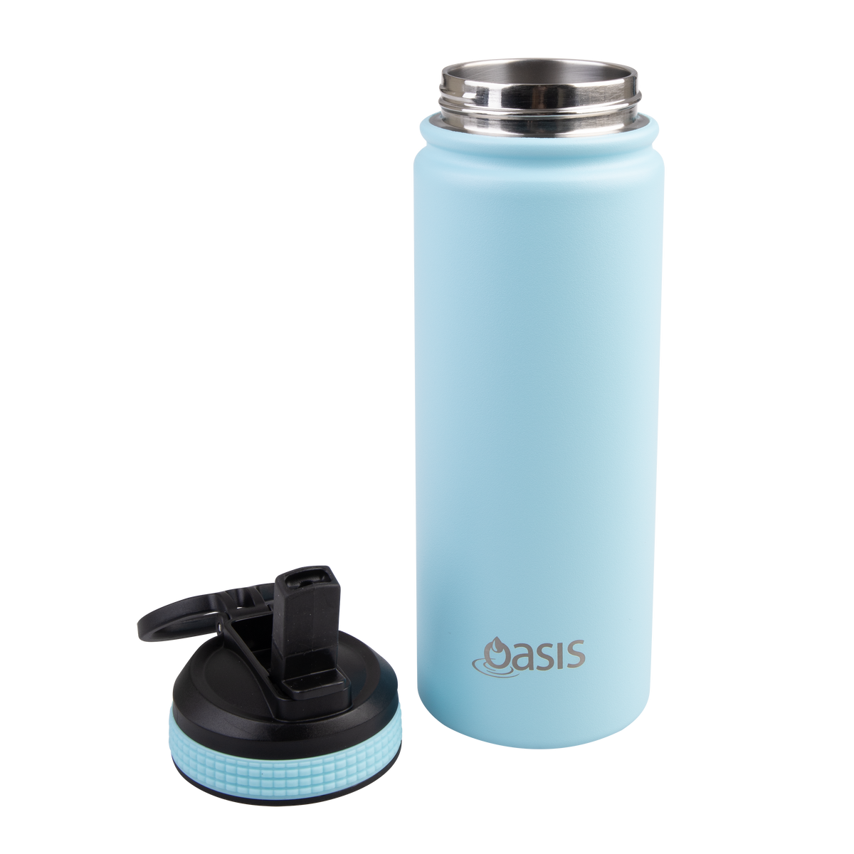 OASIS STAINLESS STEEL DOUBLE WALL INSULATED &quot;CHALLENGER&quot; SPORTS BOTTLE W/ SIPPER STRAW 550ML - Island Blue