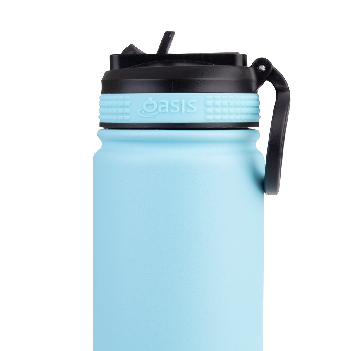 OASIS STAINLESS STEEL DOUBLE WALL INSULATED &quot;CHALLENGER&quot; SPORTS BOTTLE W/ SIPPER STRAW 550ML - Island Blue