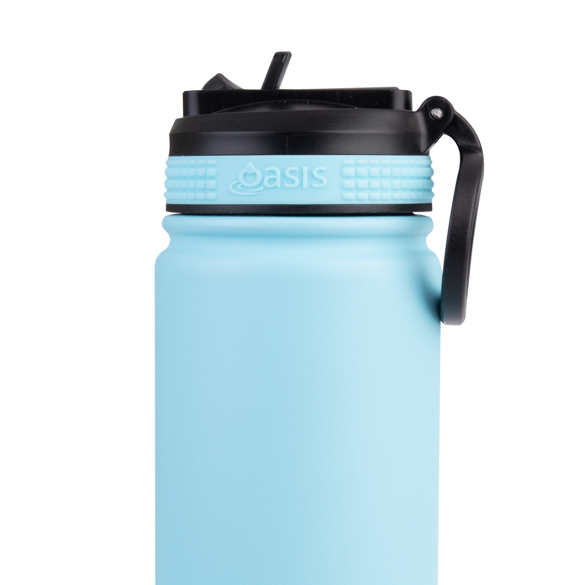 OASIS STAINLESS STEEL DOUBLE WALL INSULATED &quot;CHALLENGER&quot; SPORTS BOTTLE W/ SIPPER STRAW 550ML - Island Blue