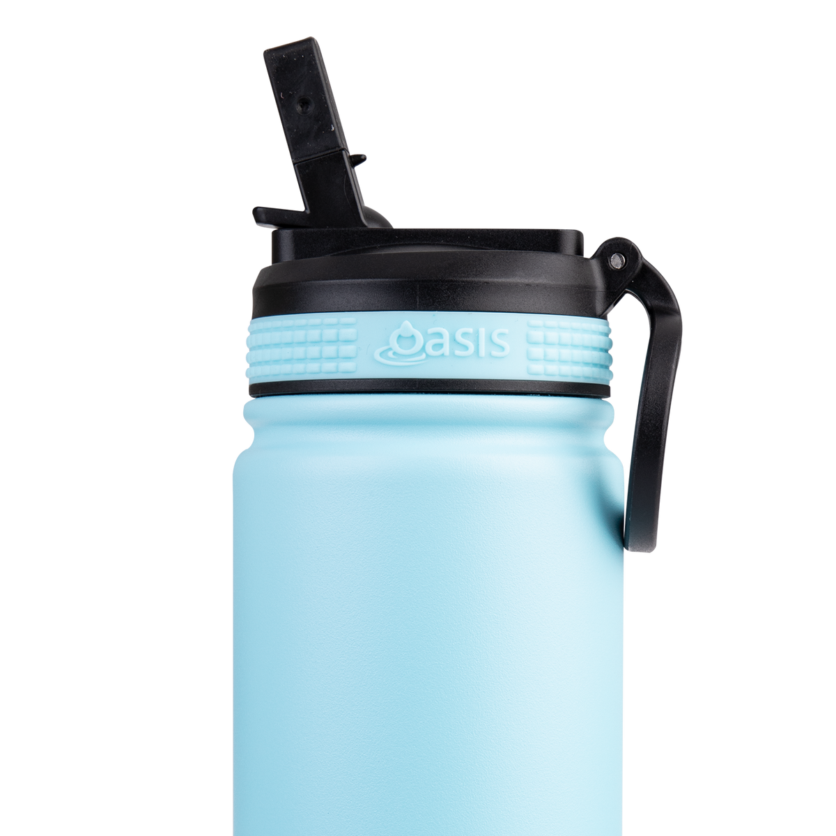 OASIS STAINLESS STEEL DOUBLE WALL INSULATED &quot;CHALLENGER&quot; SPORTS BOTTLE W/ SIPPER STRAW 550ML - Island Blue