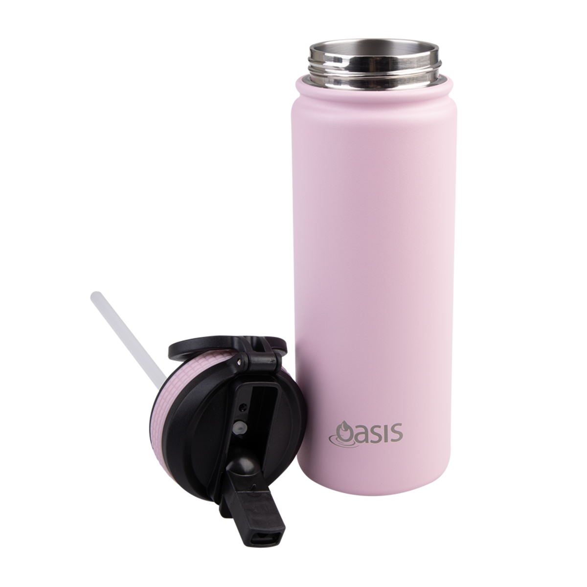 OASIS STAINLESS STEEL DOUBLE WALL INSULATED "CHALLENGER" SPORTS BOTTLE W/ SIPPER STRAW 550ML - Carnation
