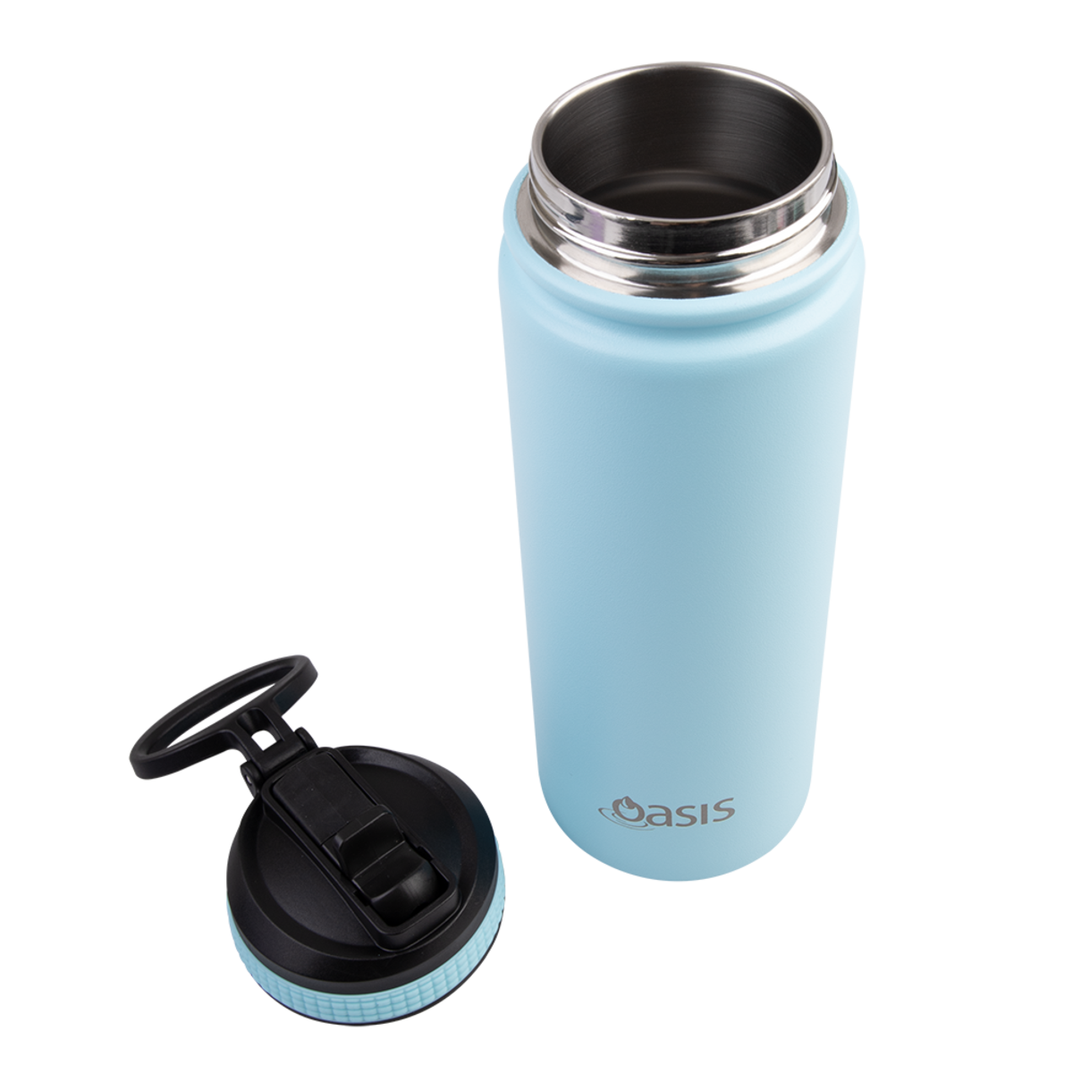 OASIS STAINLESS STEEL DOUBLE WALL INSULATED "CHALLENGER" SPORTS BOTTLE W/ SIPPER STRAW 550ML - Island Blue