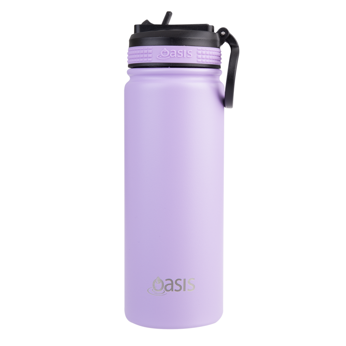 OASIS STAINLESS STEEL DOUBLE WALL INSULATED "CHALLENGER" SPORTS BOTTLE W/ SIPPER STRAW 550ML - Lavender