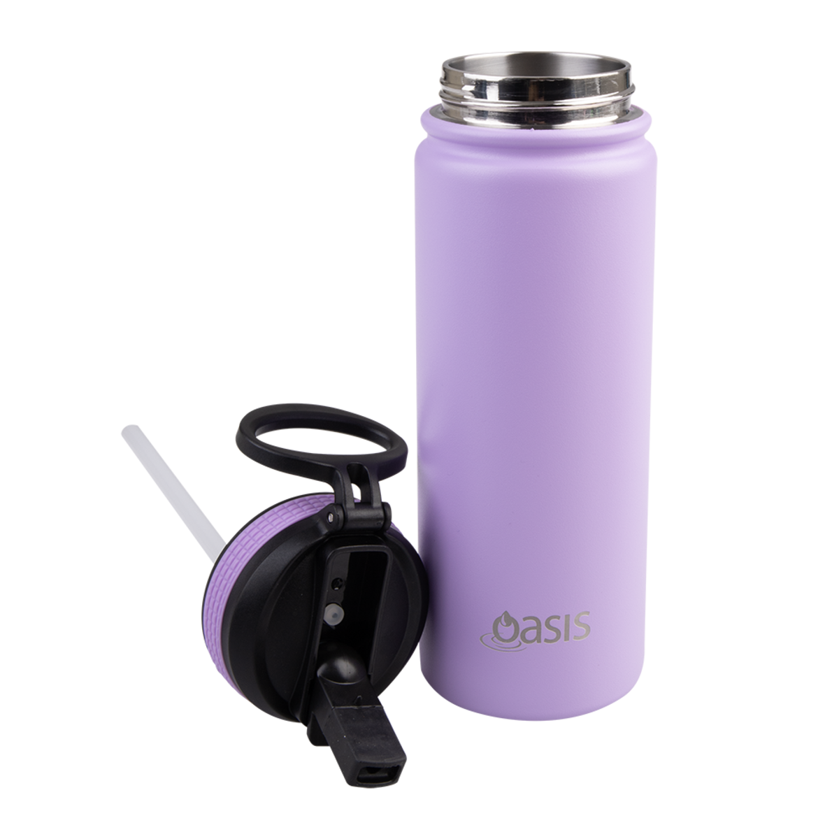 OASIS STAINLESS STEEL DOUBLE WALL INSULATED "CHALLENGER" SPORTS BOTTLE W/ SIPPER STRAW 550ML - Lavender