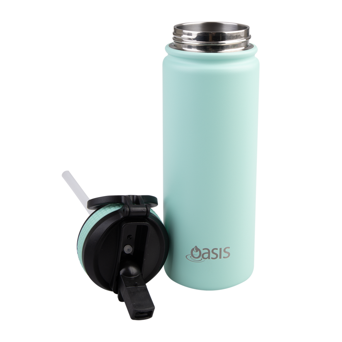 OASIS STAINLESS STEEL DOUBLE WALL INSULATED &quot;CHALLENGER&quot; SPORTS BOTTLE W/ SIPPER STRAW 550ML - Mint