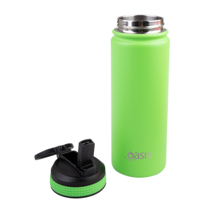 OASIS STAINLESS STEEL DOUBLE WALL INSULATED "CHALLENGER" SPORTS BOTTLE W/ SIPPER STRAW 550ML Neon Green