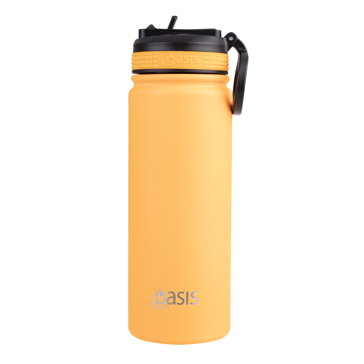 OASIS STAINLESS STEEL DOUBLE WALL INSULATED &quot;CHALLENGER&quot; SPORTS BOTTLE W/ SIPPER STRAW 550ML - Neon Orange