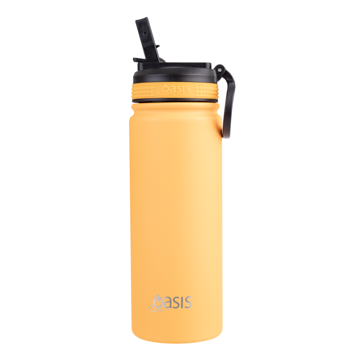 OASIS STAINLESS STEEL DOUBLE WALL INSULATED "CHALLENGER" SPORTS BOTTLE W/ SIPPER STRAW 550ML - Neon Orange