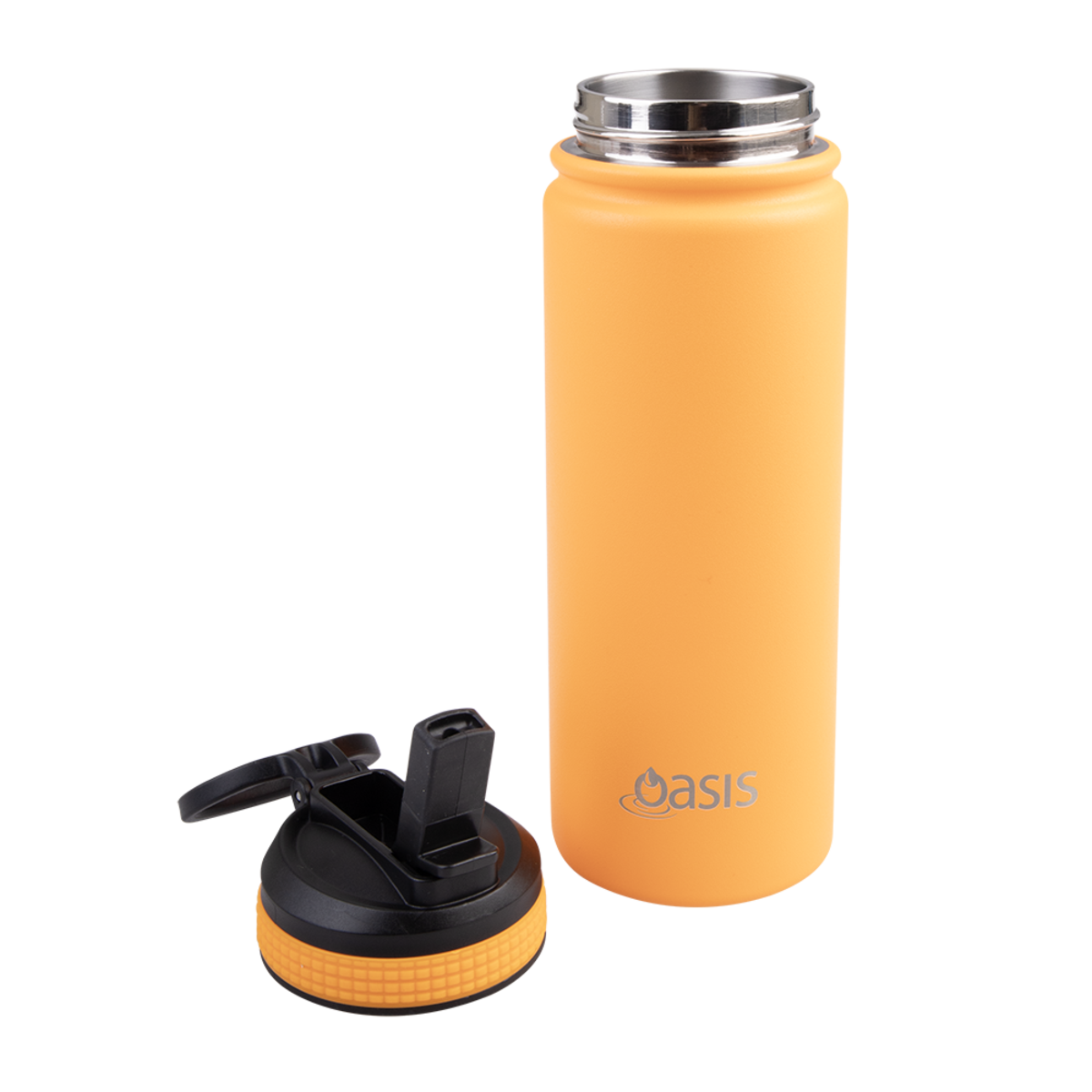 OASIS STAINLESS STEEL DOUBLE WALL INSULATED &quot;CHALLENGER&quot; SPORTS BOTTLE W/ SIPPER STRAW 550ML - Neon Orange