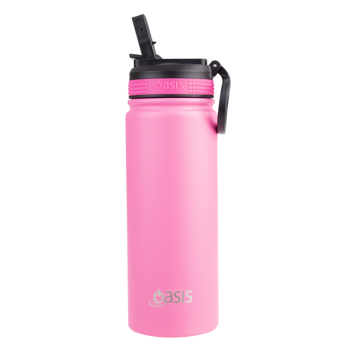 OASIS STAINLESS STEEL DOUBLE WALL INSULATED "CHALLENGER" SPORTS BOTTLE W/ SIPPER STRAW 550ML - Neon Pink