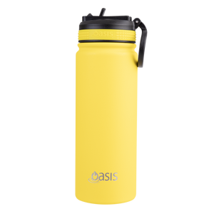 OASIS STAINLESS STEEL DOUBLE WALL INSULATED "CHALLENGER" SPORTS BOTTLE WITH SIPPER STRAW 550ML Yellow