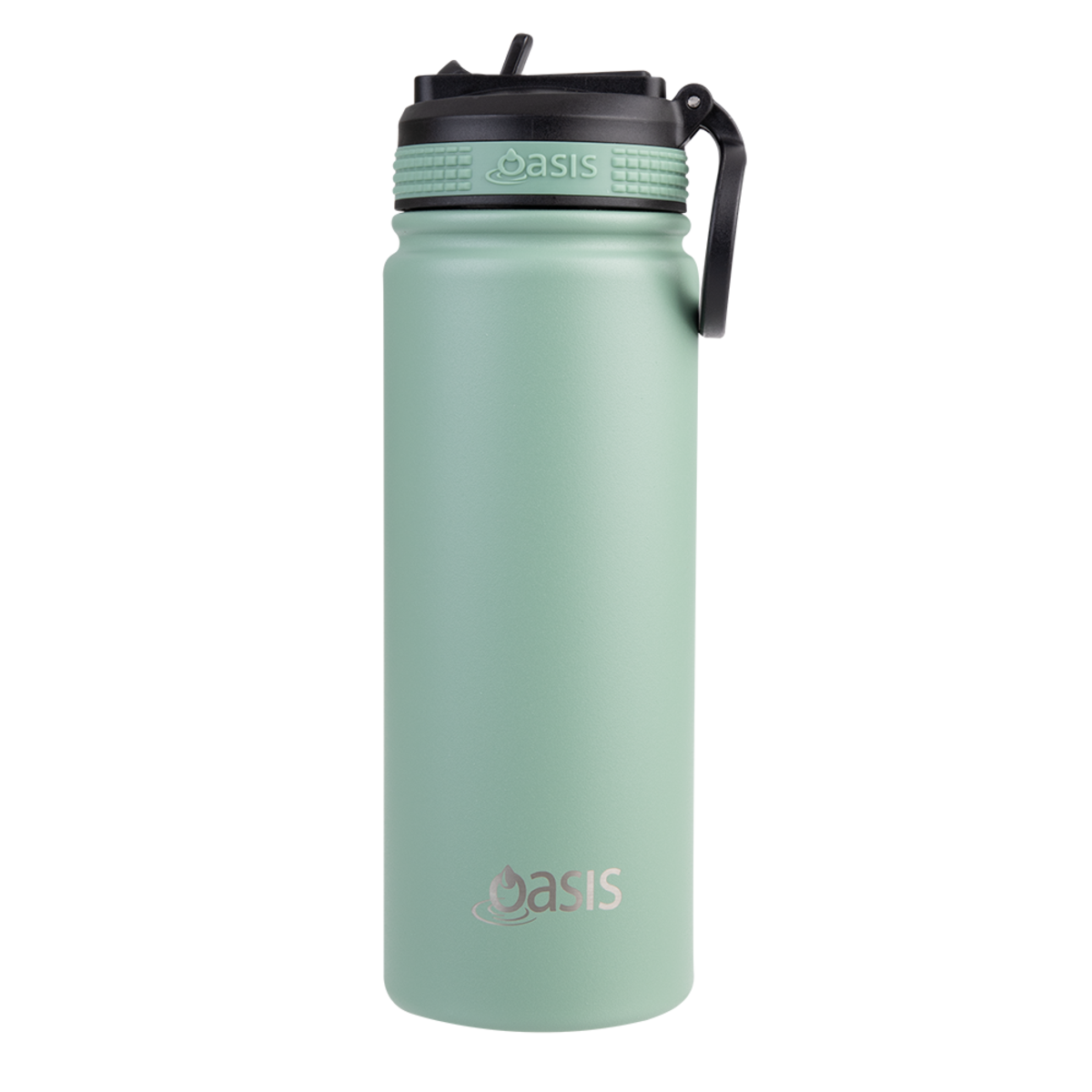 OASIS STAINLESS STEEL DOUBLE WALL INSULATED &quot;CHALLENGER&quot; SPORTS BOTTLE WITH SIPPER STRAW 550ML  Sage Green