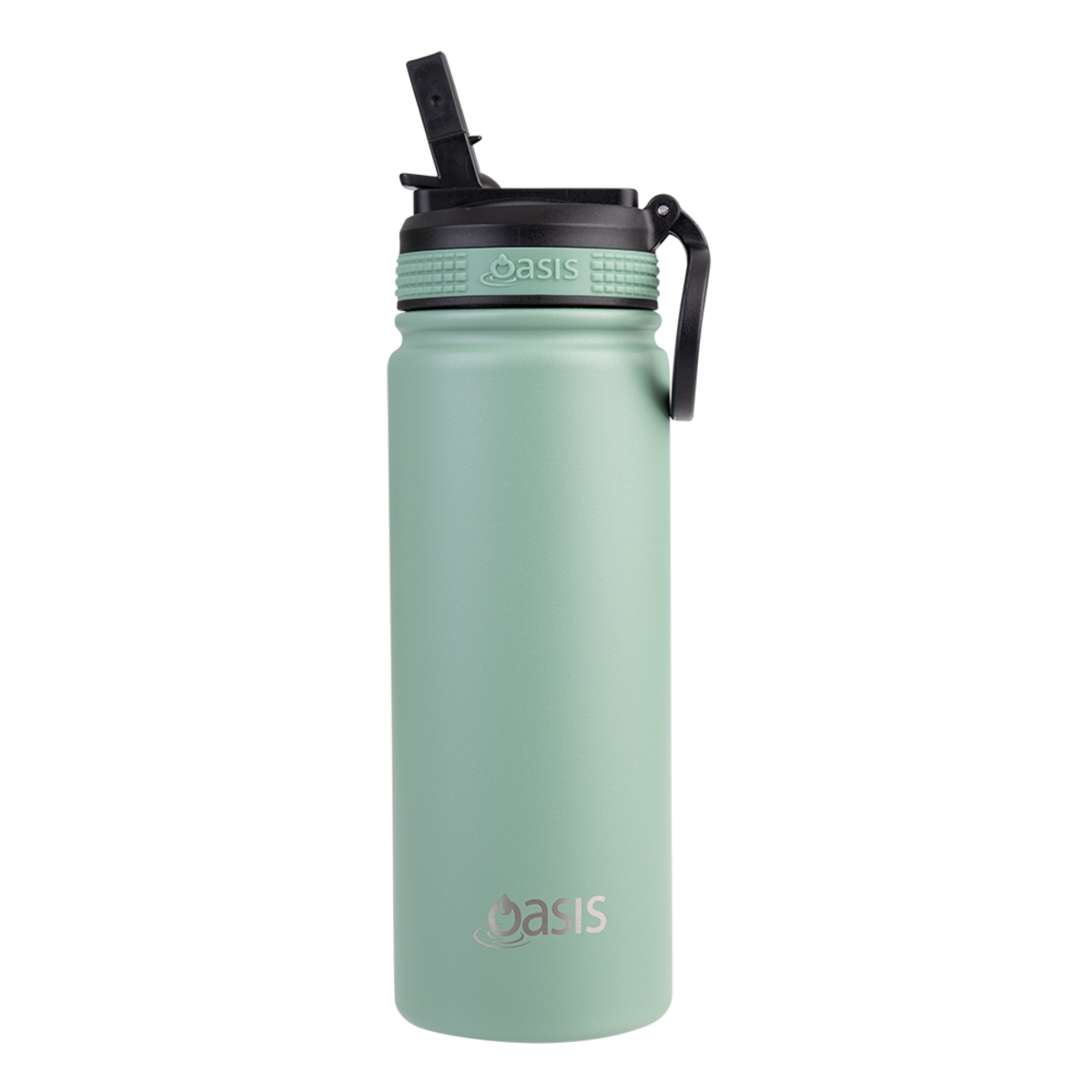 OASIS STAINLESS STEEL DOUBLE WALL INSULATED "CHALLENGER" SPORTS BOTTLE WITH SIPPER STRAW 550ML  Sage Green