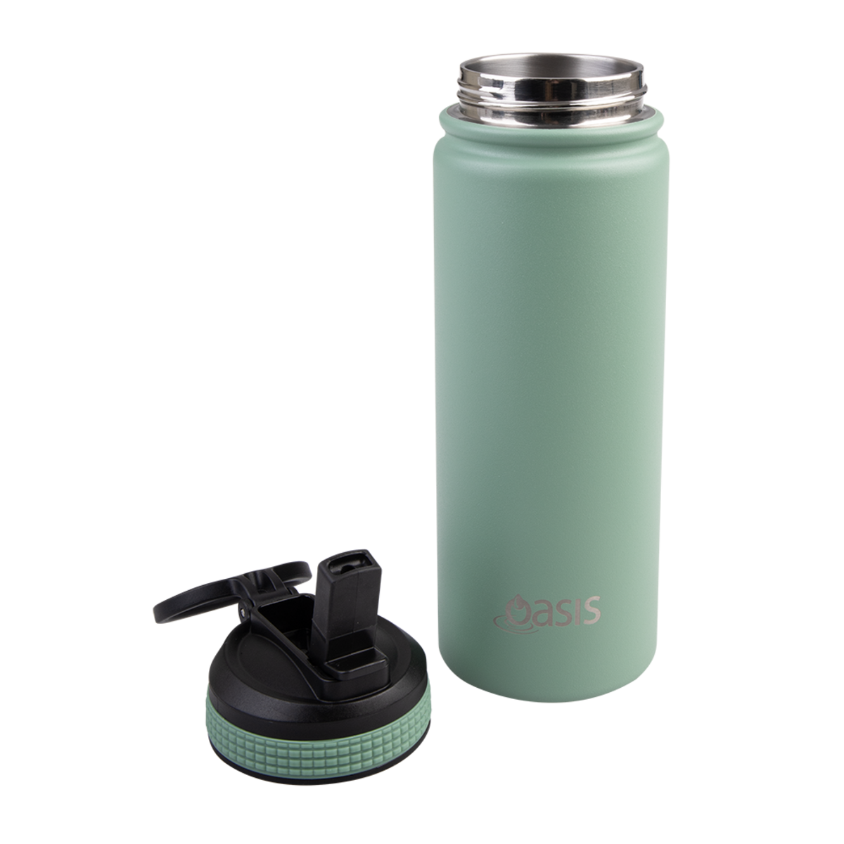 OASIS STAINLESS STEEL DOUBLE WALL INSULATED &quot;CHALLENGER&quot; SPORTS BOTTLE WITH SIPPER STRAW 550ML  Sage Green
