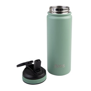 OASIS STAINLESS STEEL DOUBLE WALL INSULATED "CHALLENGER" SPORTS BOTTLE WITH SIPPER STRAW 550ML  Sage Green