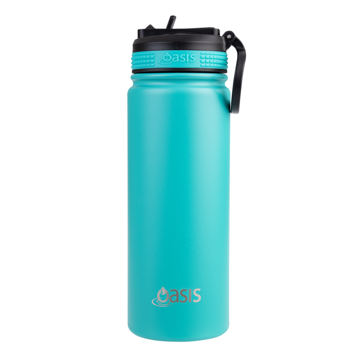 OASIS STAINLESS STEEL DOUBLE WALL INSULATED &quot;CHALLENGER&quot; SPORTS BOTTLE WITH SIPPER STRAW 550ML  TURQUOISE