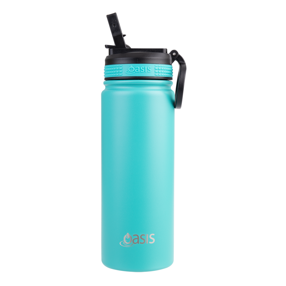 OASIS STAINLESS STEEL DOUBLE WALL INSULATED &quot;CHALLENGER&quot; SPORTS BOTTLE WITH SIPPER STRAW 550ML  TURQUOISE