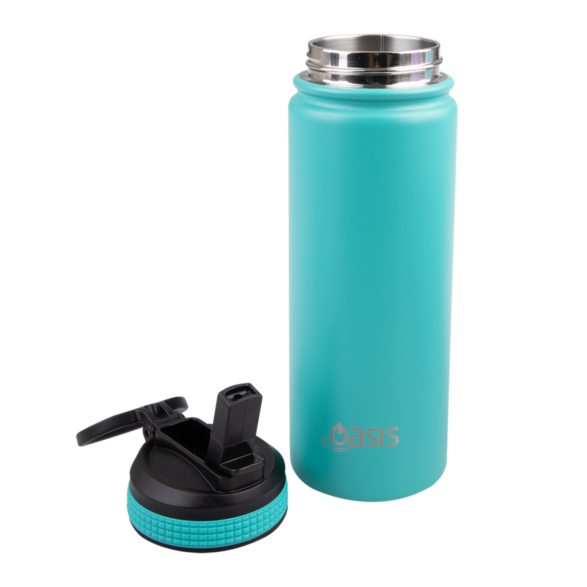OASIS STAINLESS STEEL DOUBLE WALL INSULATED &quot;CHALLENGER&quot; SPORTS BOTTLE WITH SIPPER STRAW 550ML  TURQUOISE