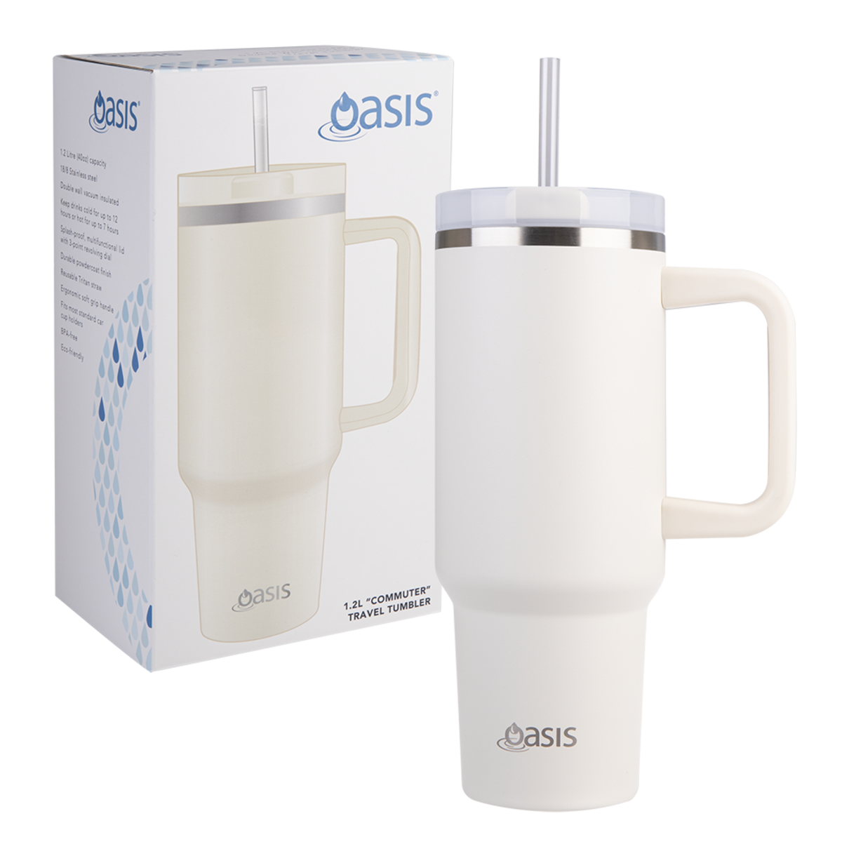 OASIS STAINLESS STEEL DOUBLE WALL INSULATED "COMMUTER" TRAVEL TUMBLER 1.2L