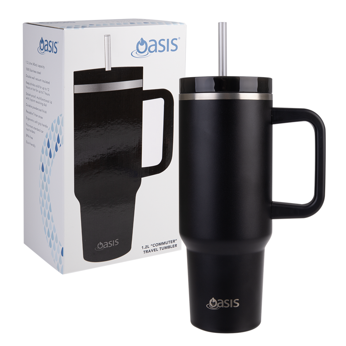 OASIS STAINLESS STEEL DOUBLE WALL INSULATED &quot;COMMUTER&quot; TRAVEL TUMBLER 1.2L