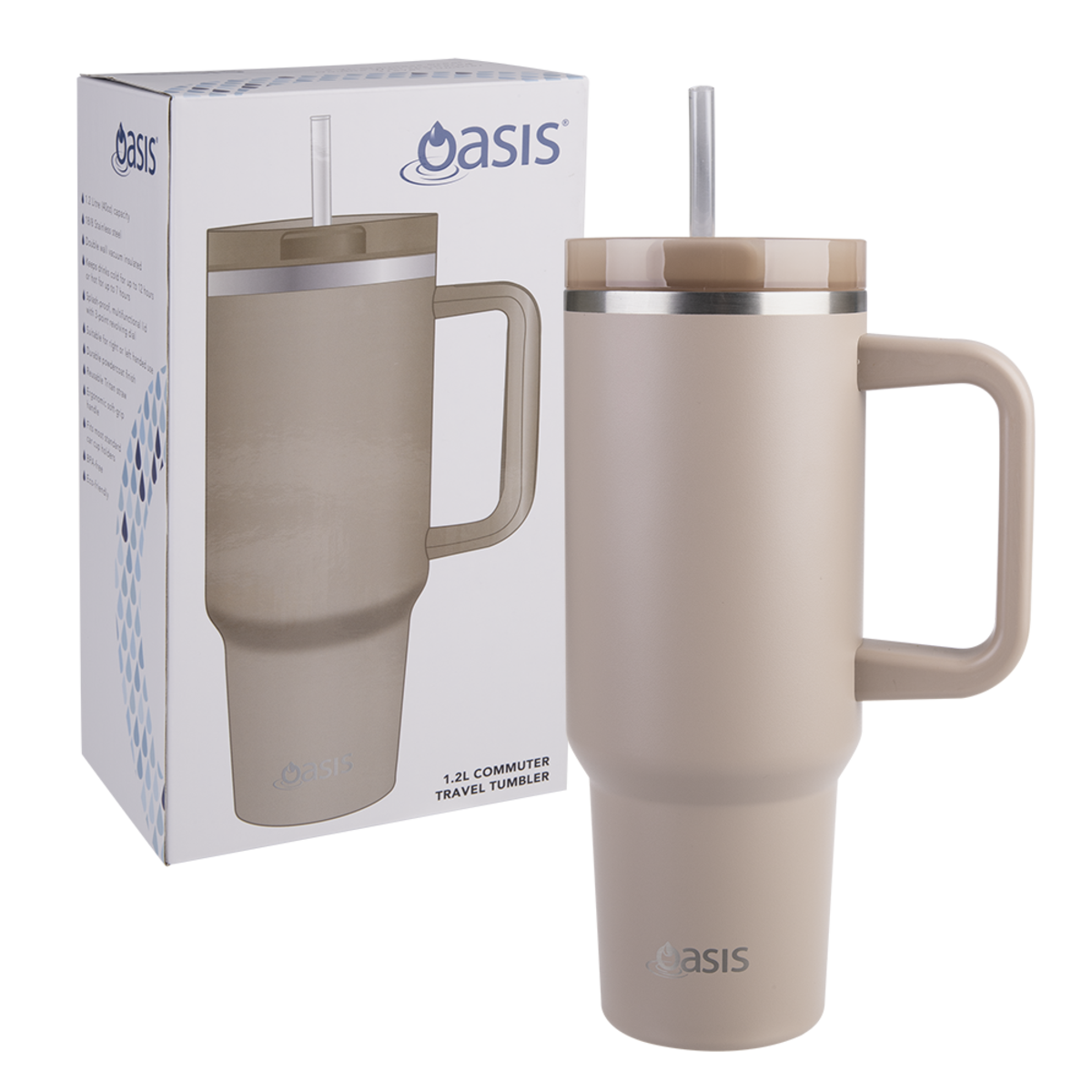 OASIS STAINLESS STEEL DOUBLE WALL INSULATED &quot;COMMUTER&quot; TRAVEL TUMBLER 1.2L