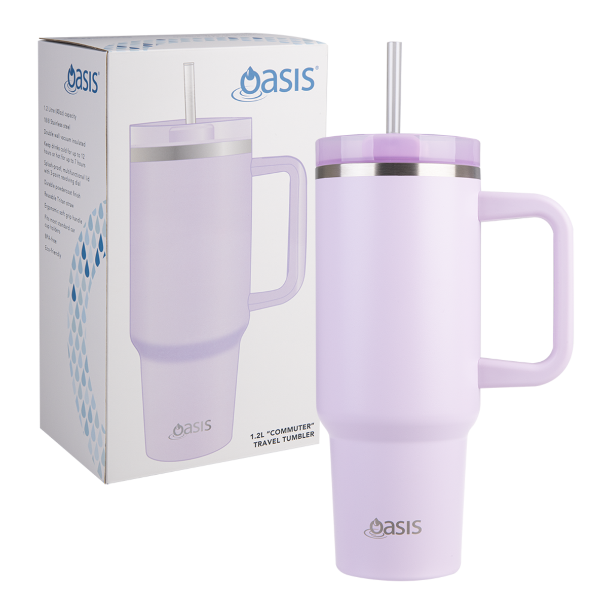 OASIS STAINLESS STEEL DOUBLE WALL INSULATED &quot;COMMUTER&quot; TRAVEL TUMBLER 1.2L