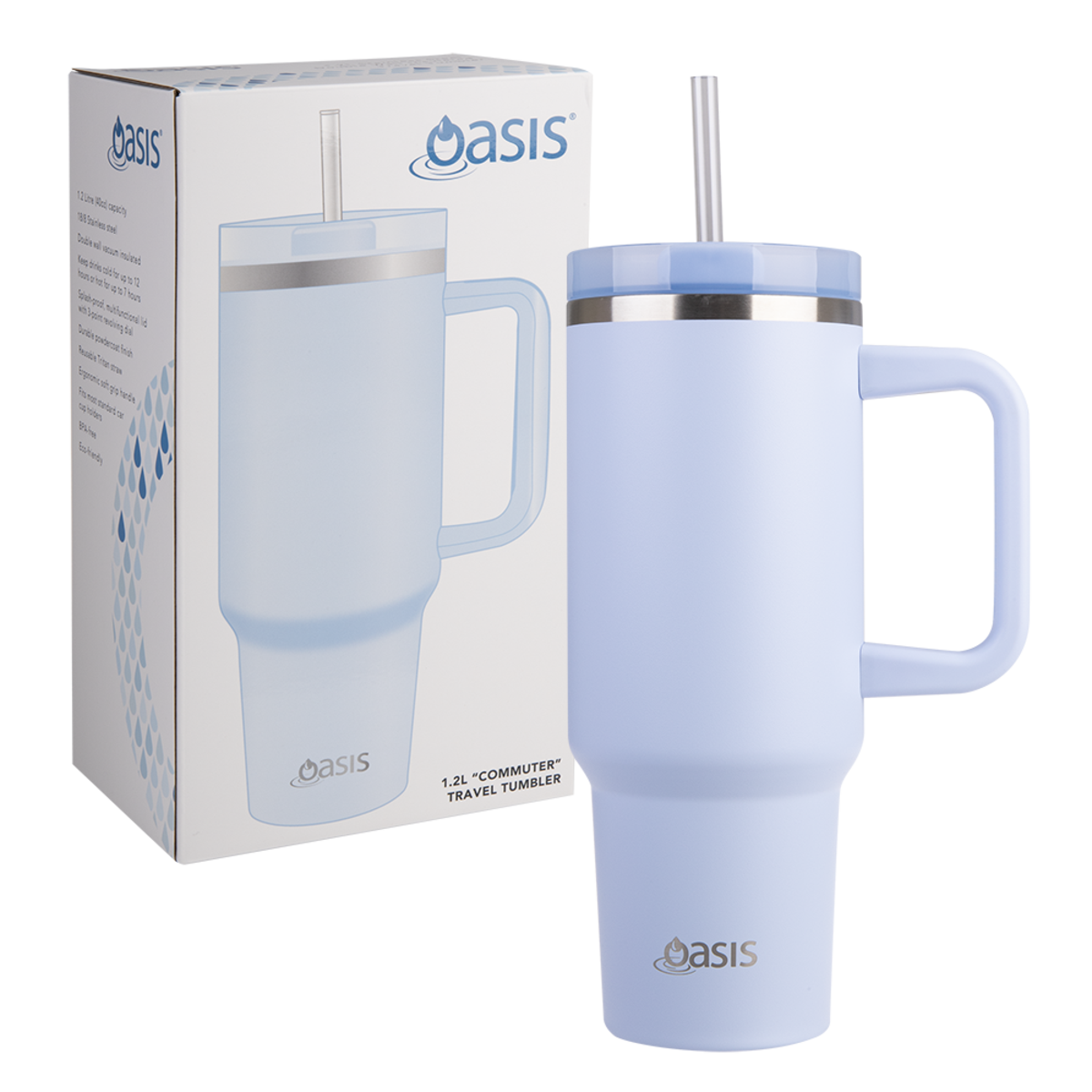 OASIS STAINLESS STEEL DOUBLE WALL INSULATED &quot;COMMUTER&quot; TRAVEL TUMBLER 1.2L