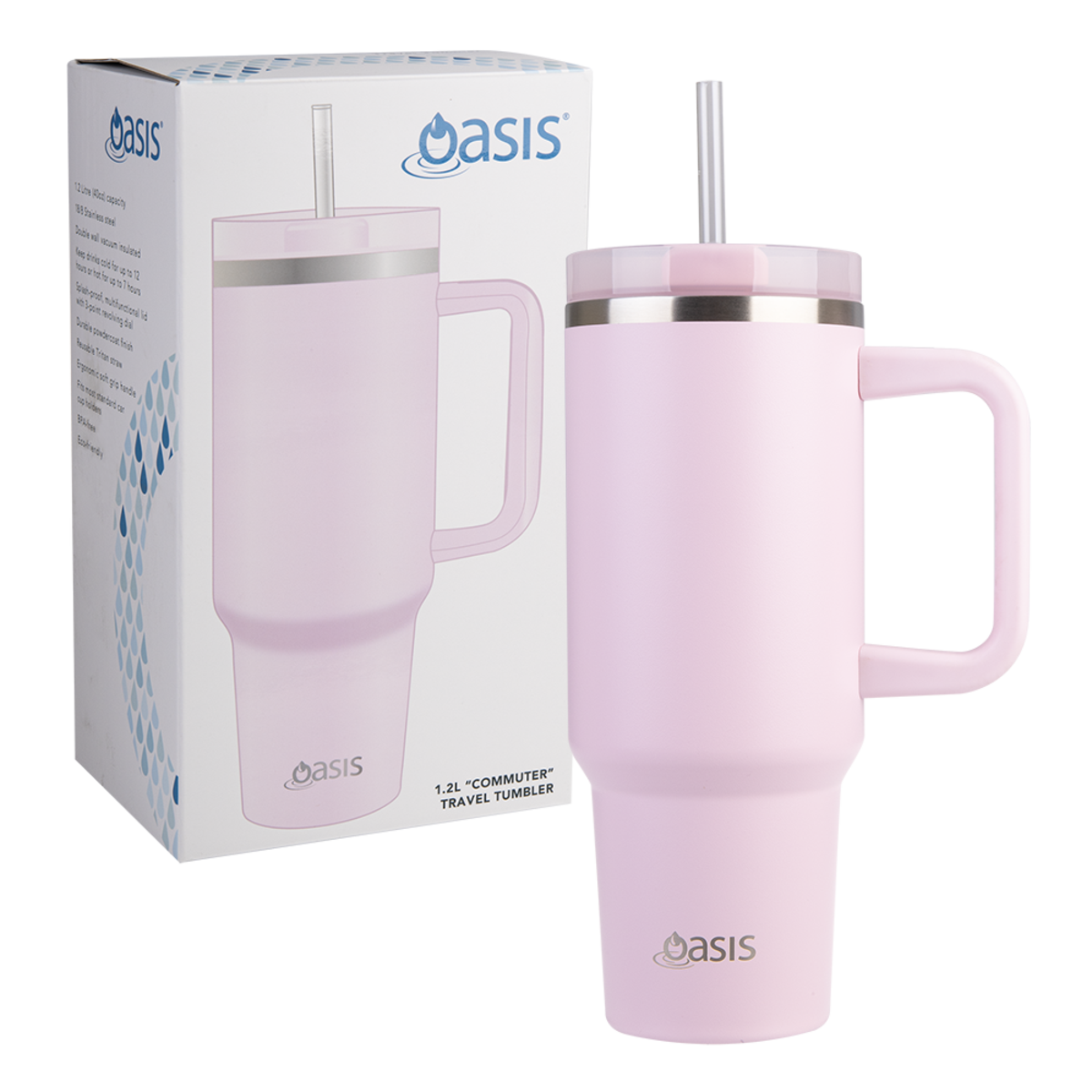 OASIS STAINLESS STEEL DOUBLE WALL INSULATED &quot;COMMUTER&quot; TRAVEL TUMBLER 1.2L