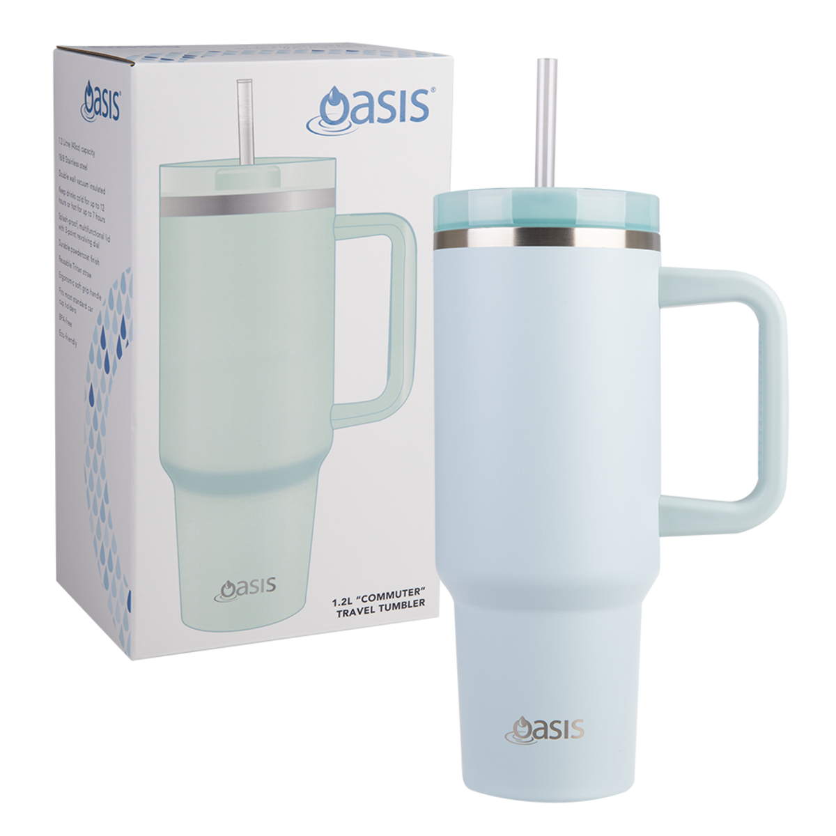 OASIS STAINLESS STEEL DOUBLE WALL INSULATED &quot;COMMUTER&quot; TRAVEL TUMBLER 1.2L