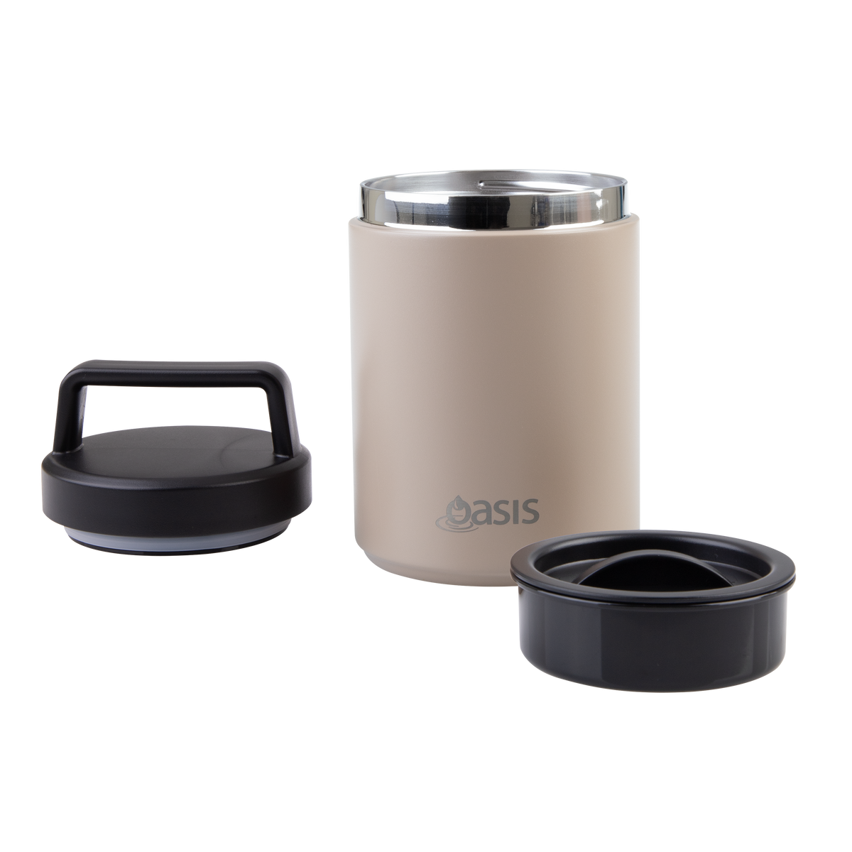 OASIS STAINLESS STEEL DOUBLE WALL INSULATED FOOD FLASK W/ HANDLE 480ML - Latte