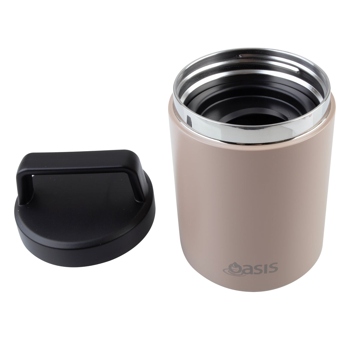 OASIS STAINLESS STEEL DOUBLE WALL INSULATED FOOD FLASK W/ HANDLE 480ML - Latte