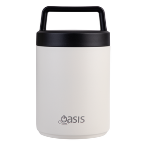 OASIS STAINLESS STEEL DOUBLE WALL INSULATED FOOD FLASK W/ HANDLE 480ML - ALABASTER